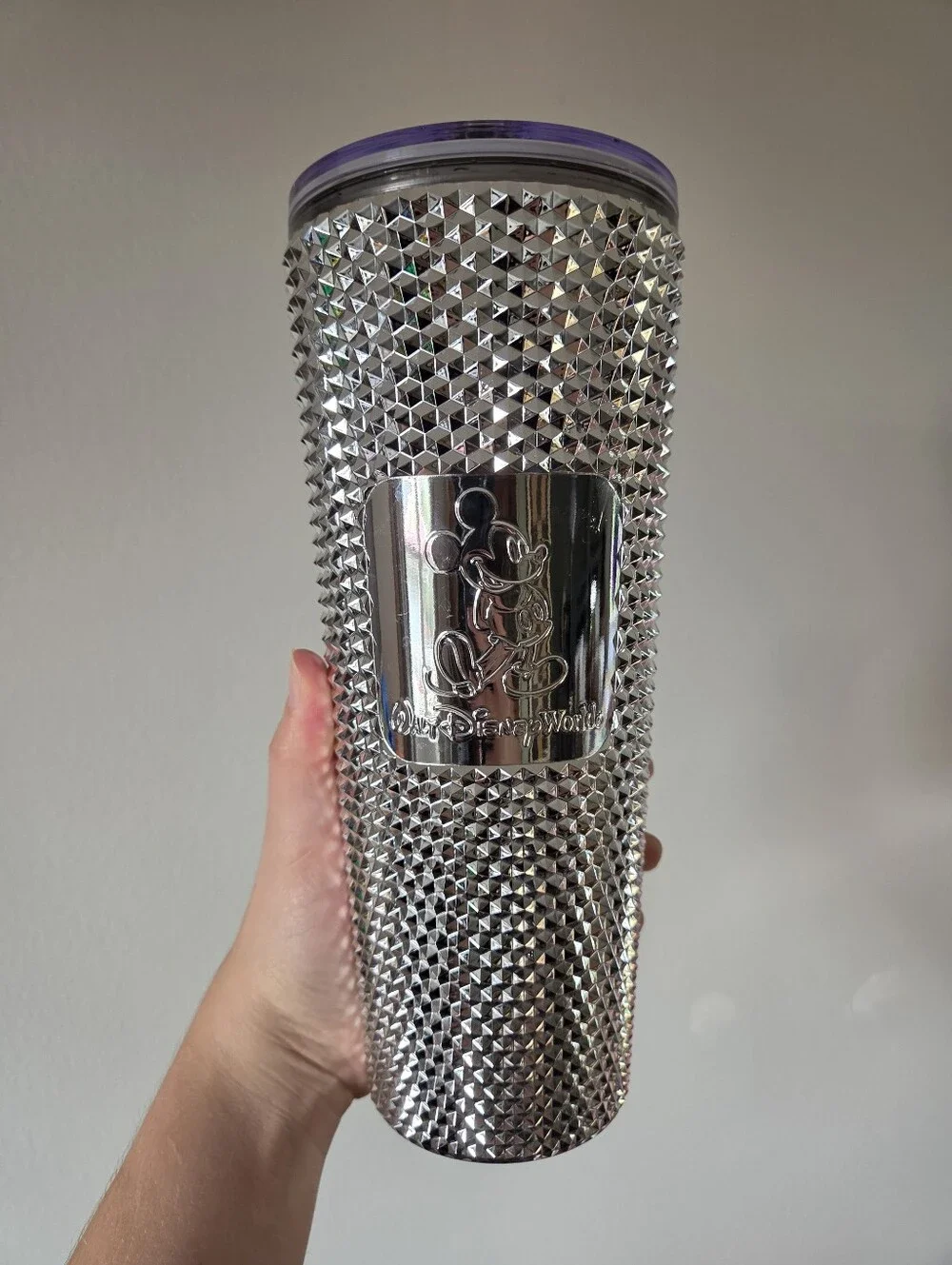 Starbucks Disney Parks 100 Anniversary Platinum Silver Bling Studded Tumbler 24